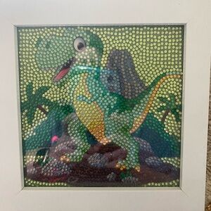 Framed Dinosaur diamond art with 4 key rings